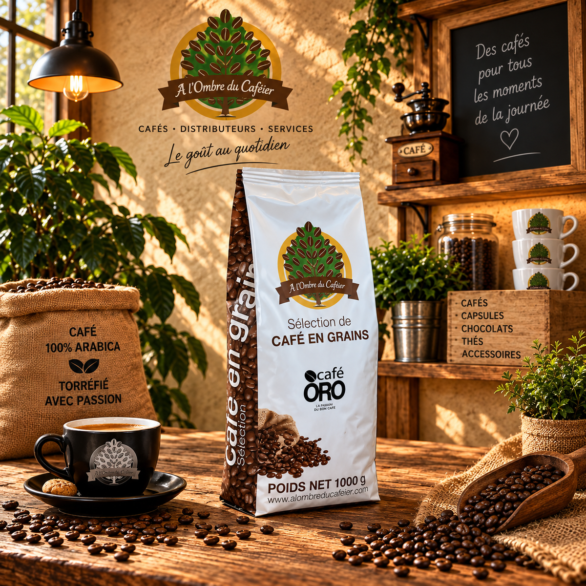 Café en Grains A l'Ombre du Caféier Oro  1 kg